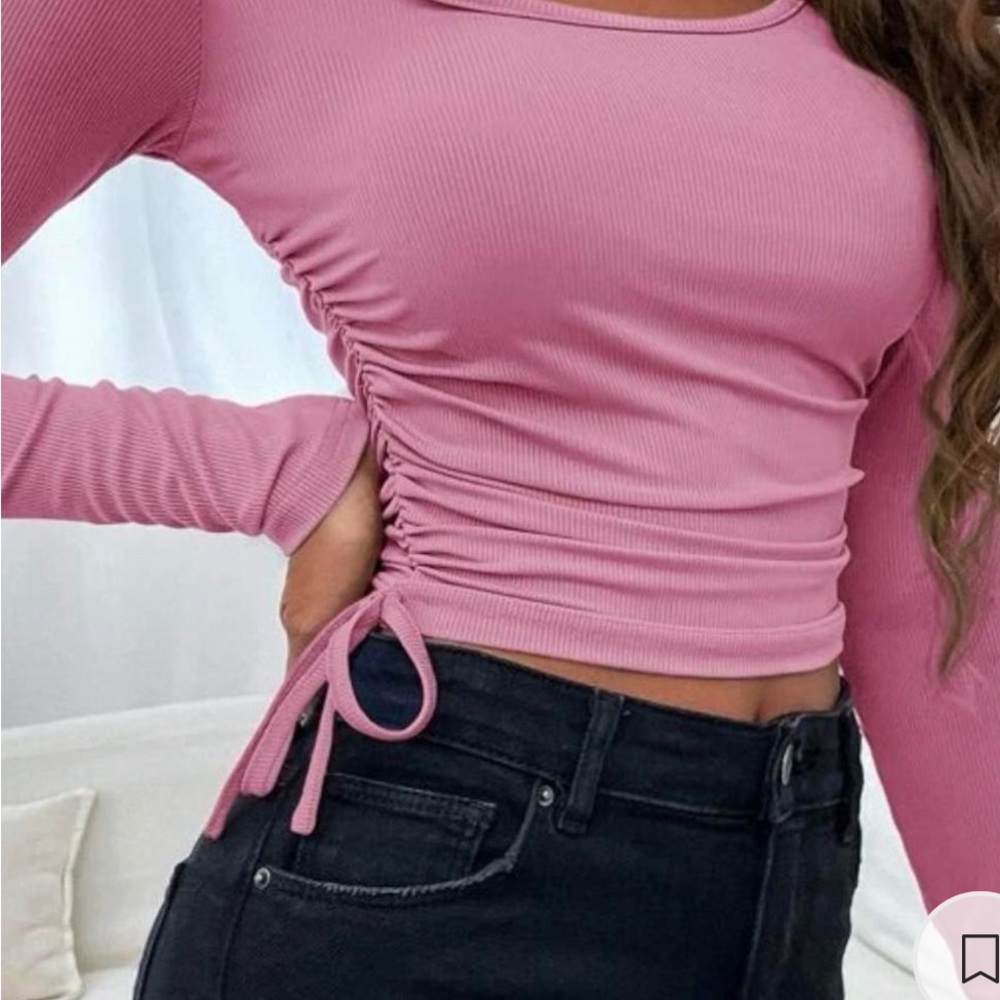 Pink Shein long sleeve drawstring side top Sz: L Color: Dusty pink